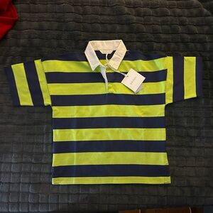 Palm Angels Blue and Green Striped Polo Shirt